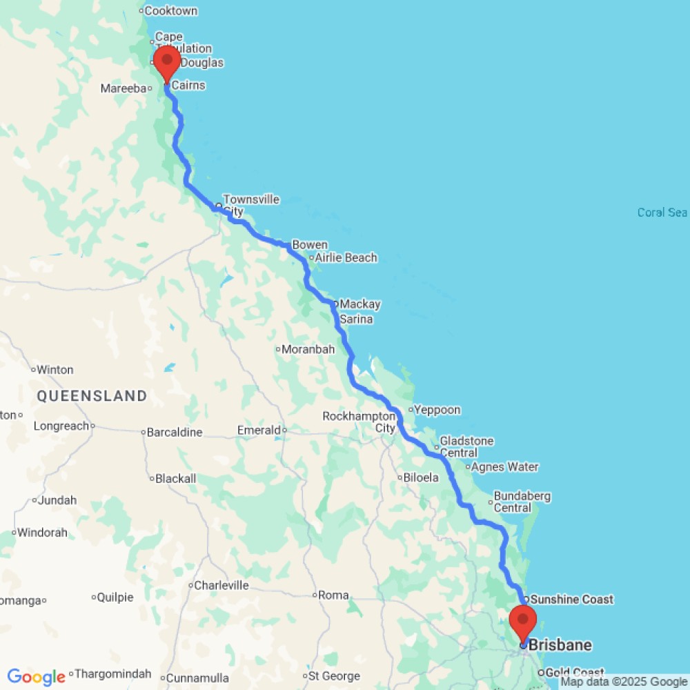 Trip between Brisbane and Cairns