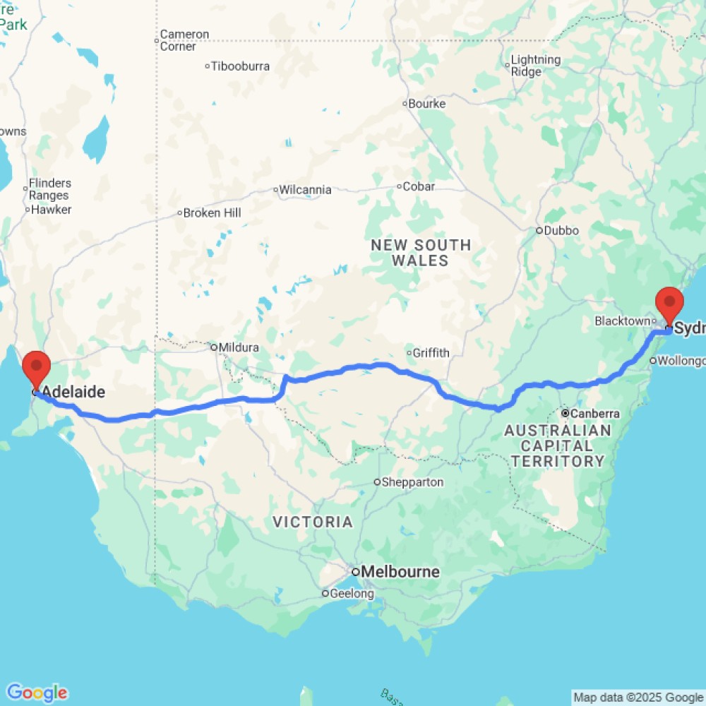 Trip between Adelaide and Sydney