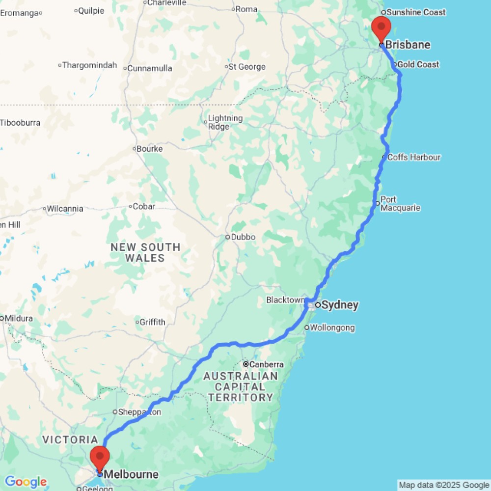 Trip between Brisbane and Melbourne
