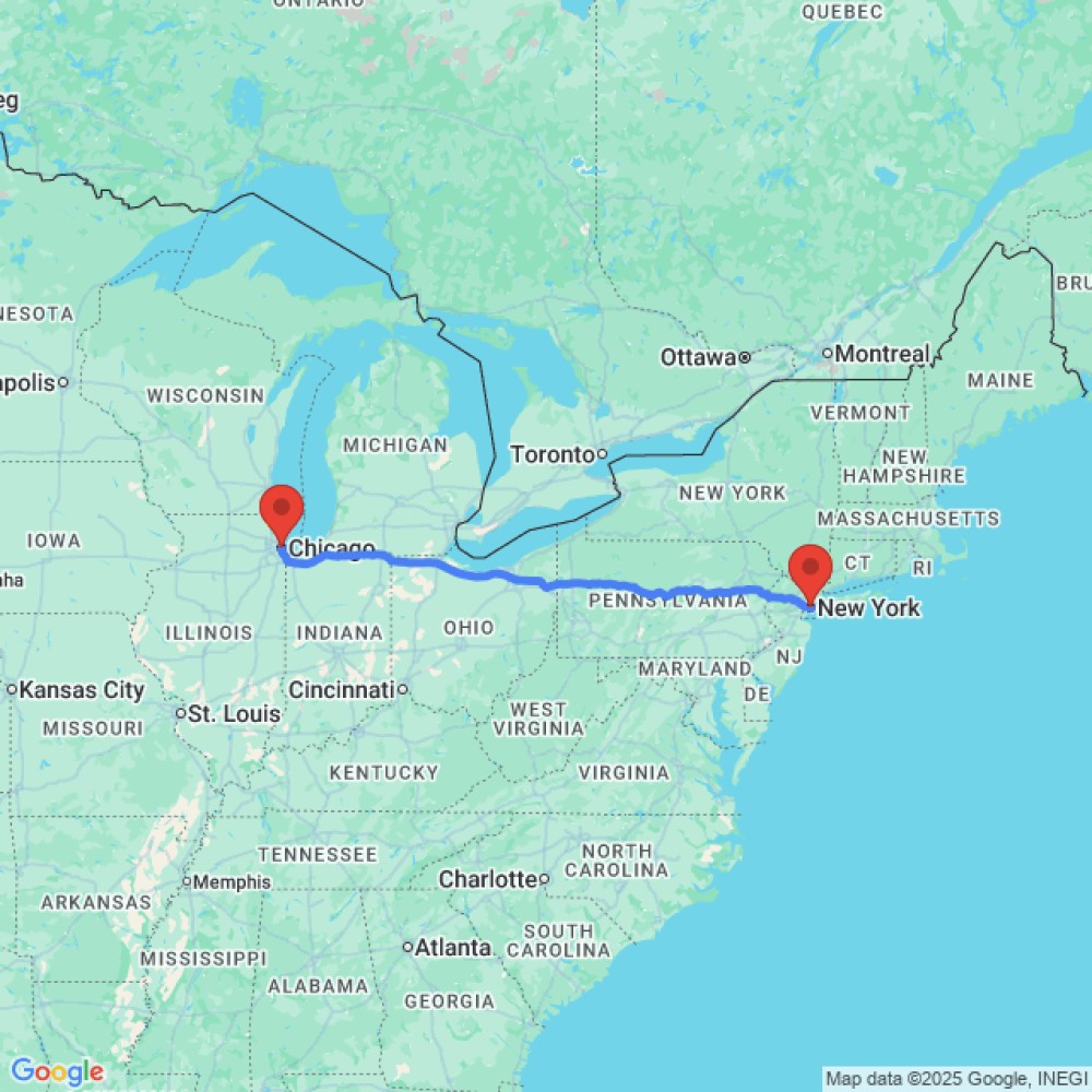 Trip between New York and Chicago