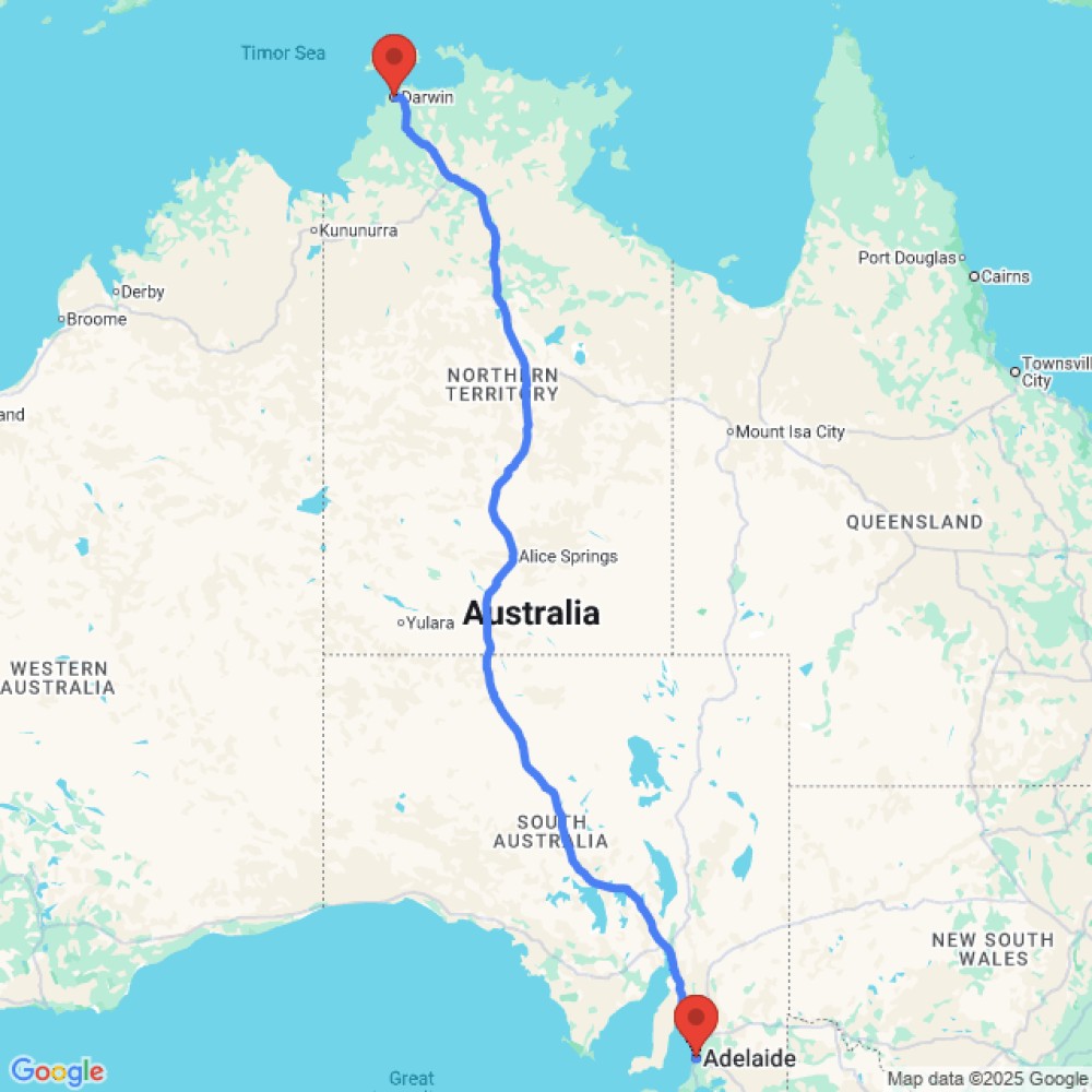 Trip between Adelaide and Darwin