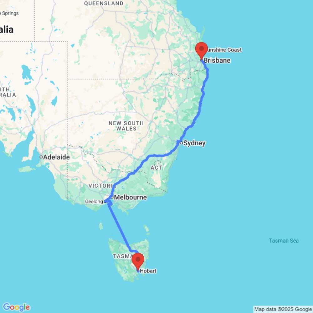Trip between Brisbane and Hobart