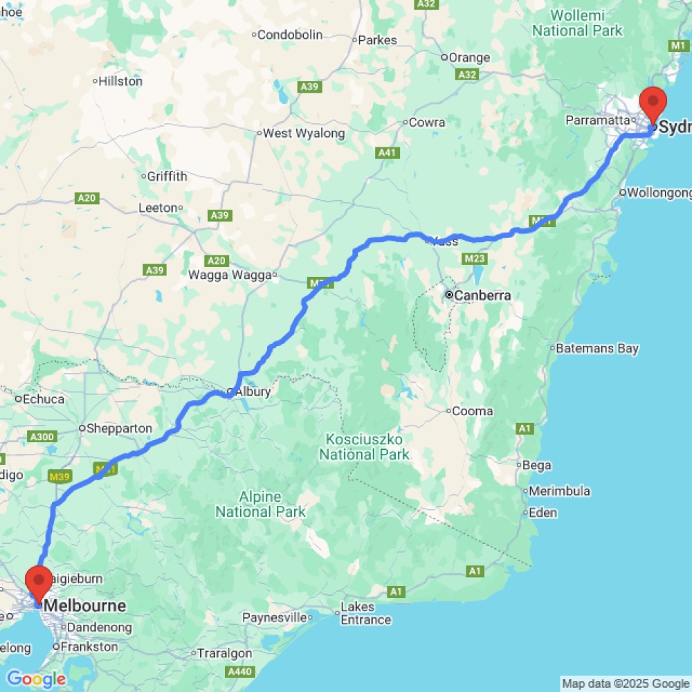Trip between Sydney and Melbourne