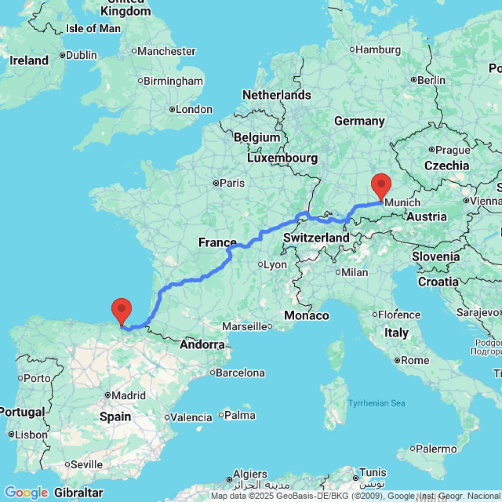 Trip between Munich and Bilbao