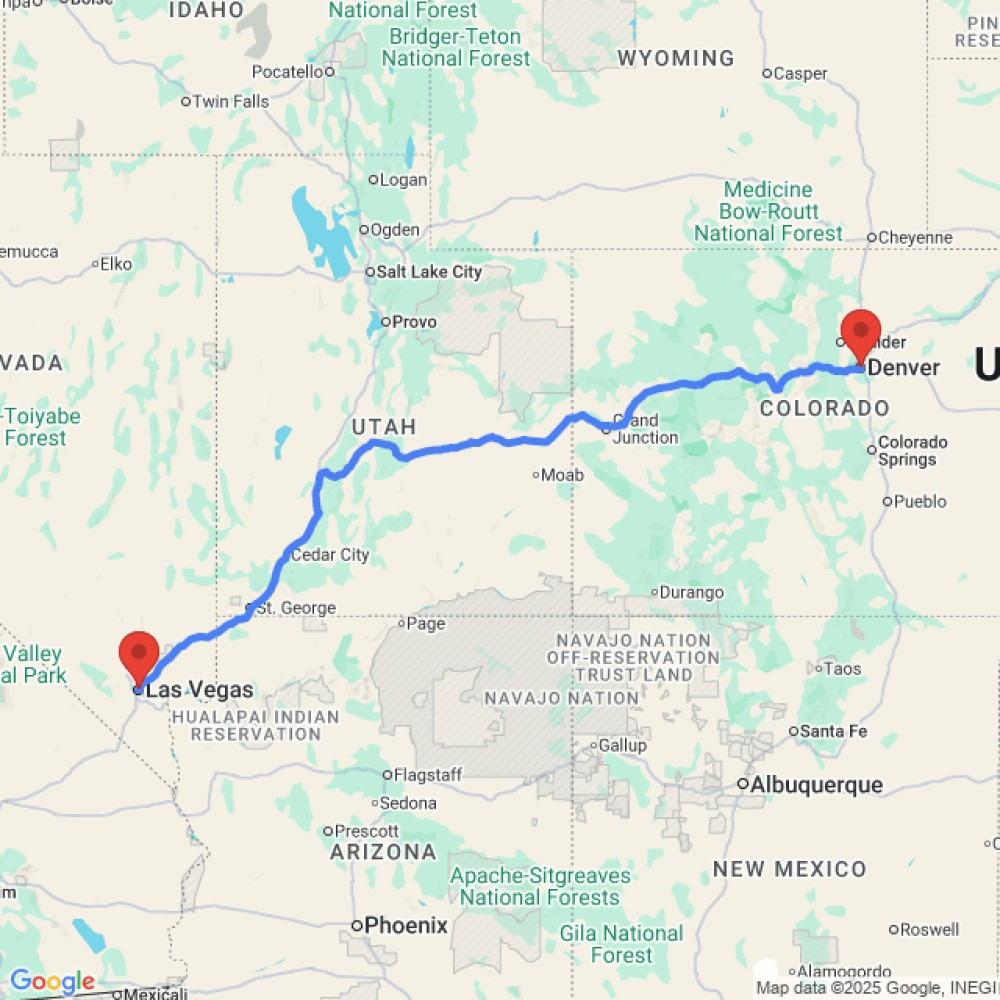 Trip between Las Vegas and Denver
