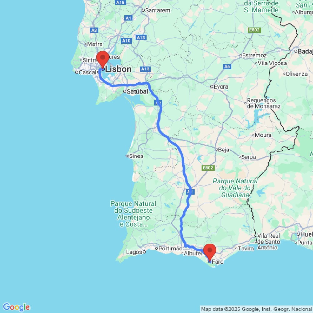 Trip between Lisbon and Faro