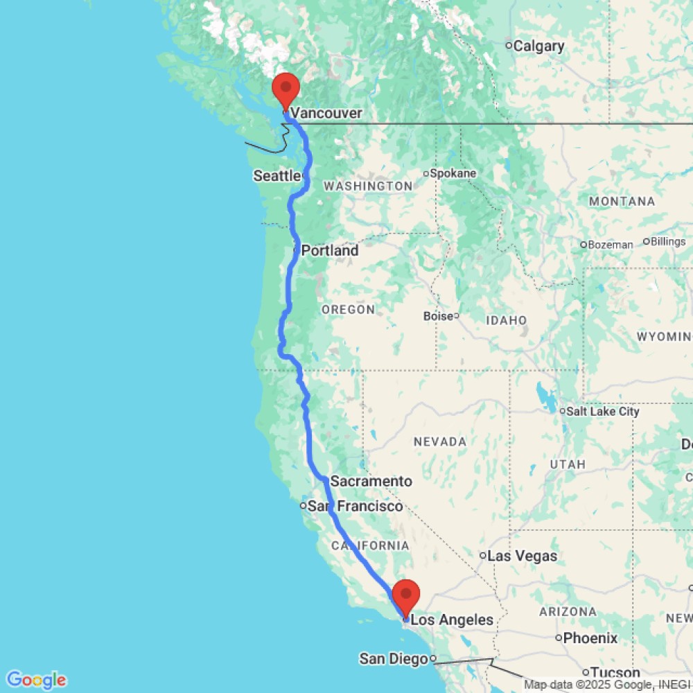 Trip between Vancouver and Los Angeles