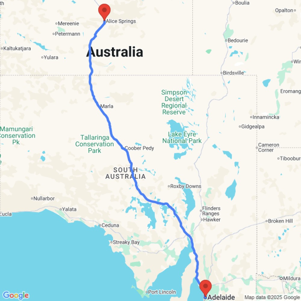 Trip between Adelaide and Alice Springs