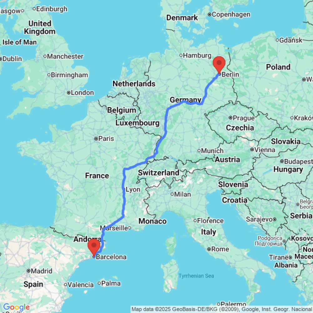 Trip between Berlin and Barcelona