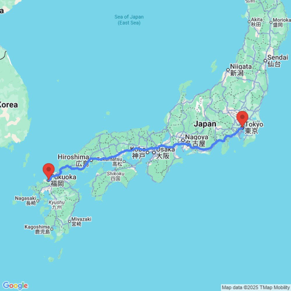 Trip between Fukuoka and Tokyo