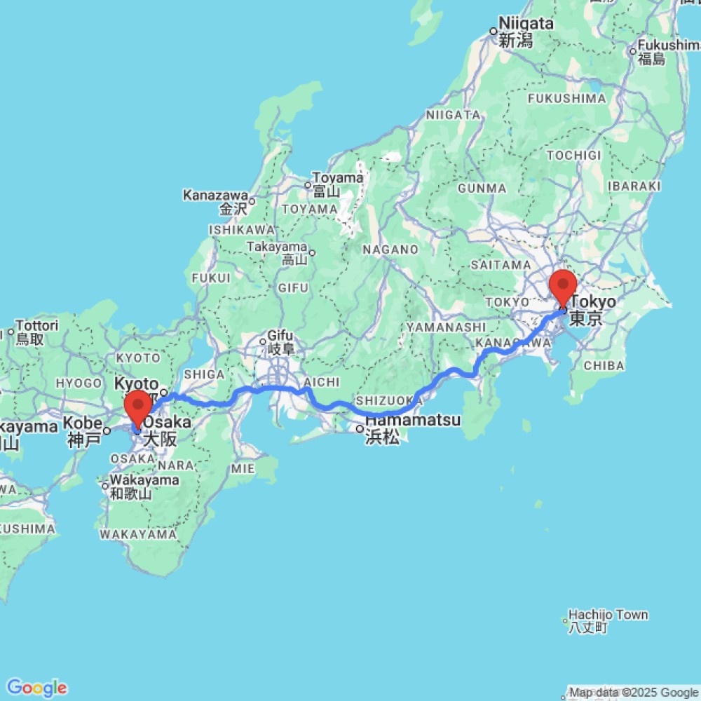 Trip between Osaka and Tokyo