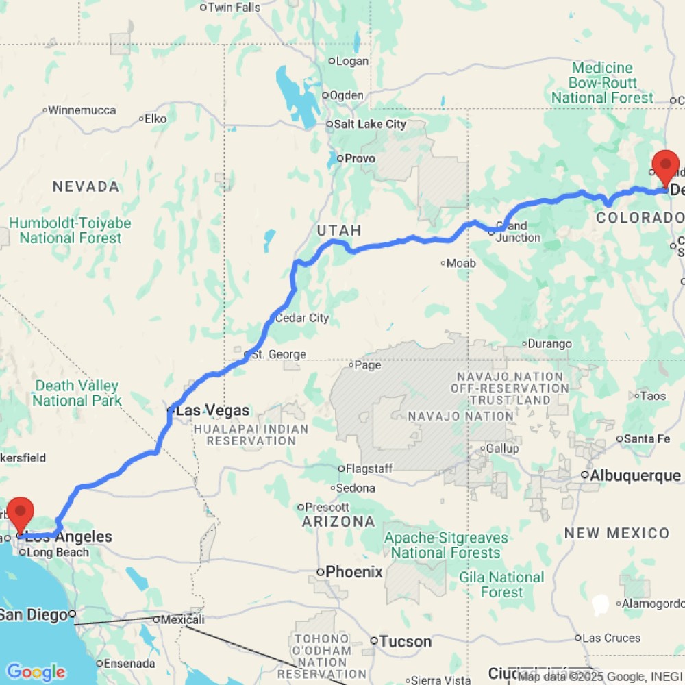 Trip between Denver and Los Angeles