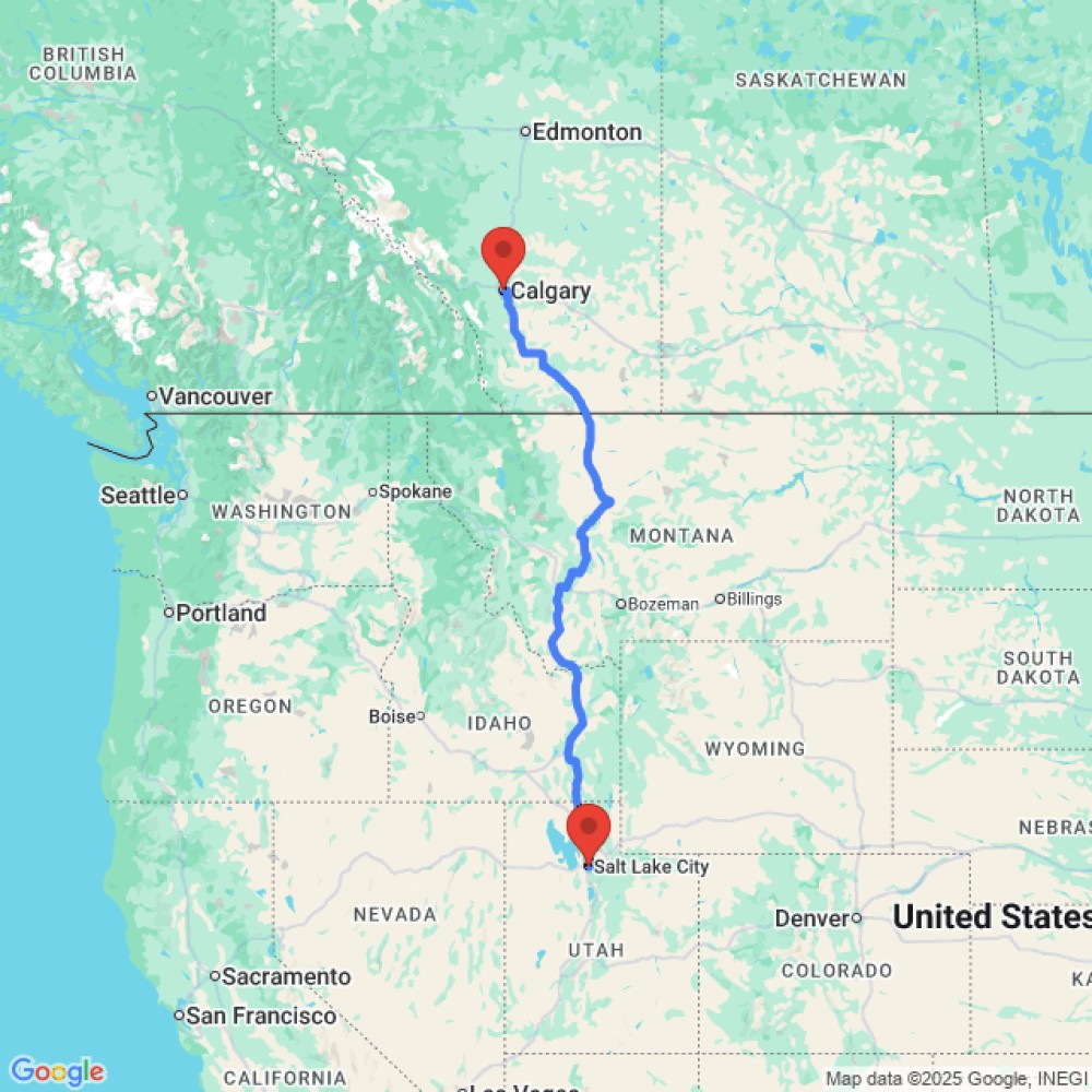 Trip between Salt Lake City and Calgary
