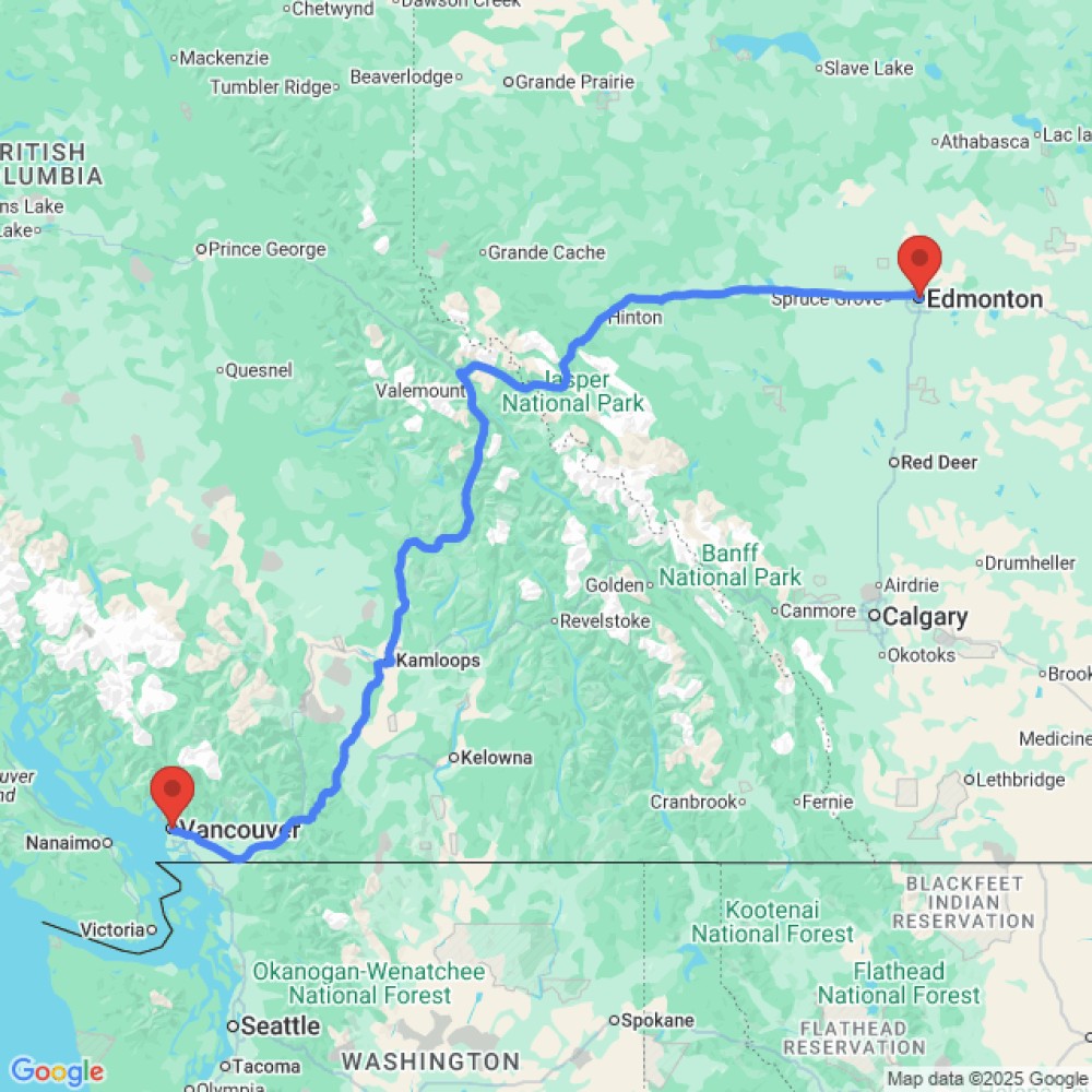 Trip between Vancouver and Edmonton