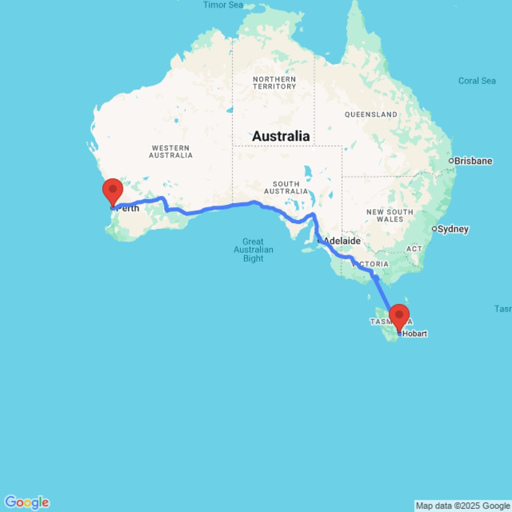 Trip between Hobart and Perth