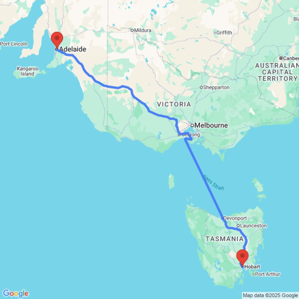 Trip between Hobart and Adelaide