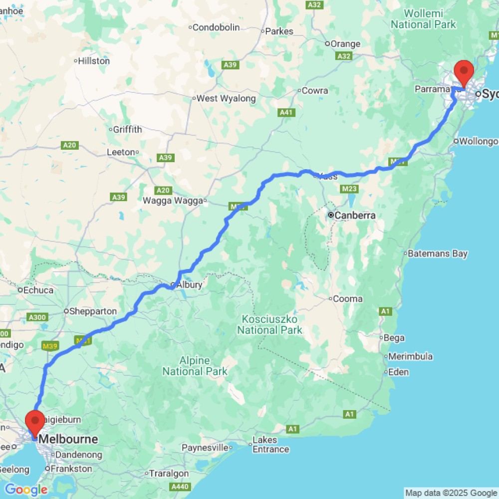 Trip between Melbourne and Parramatta