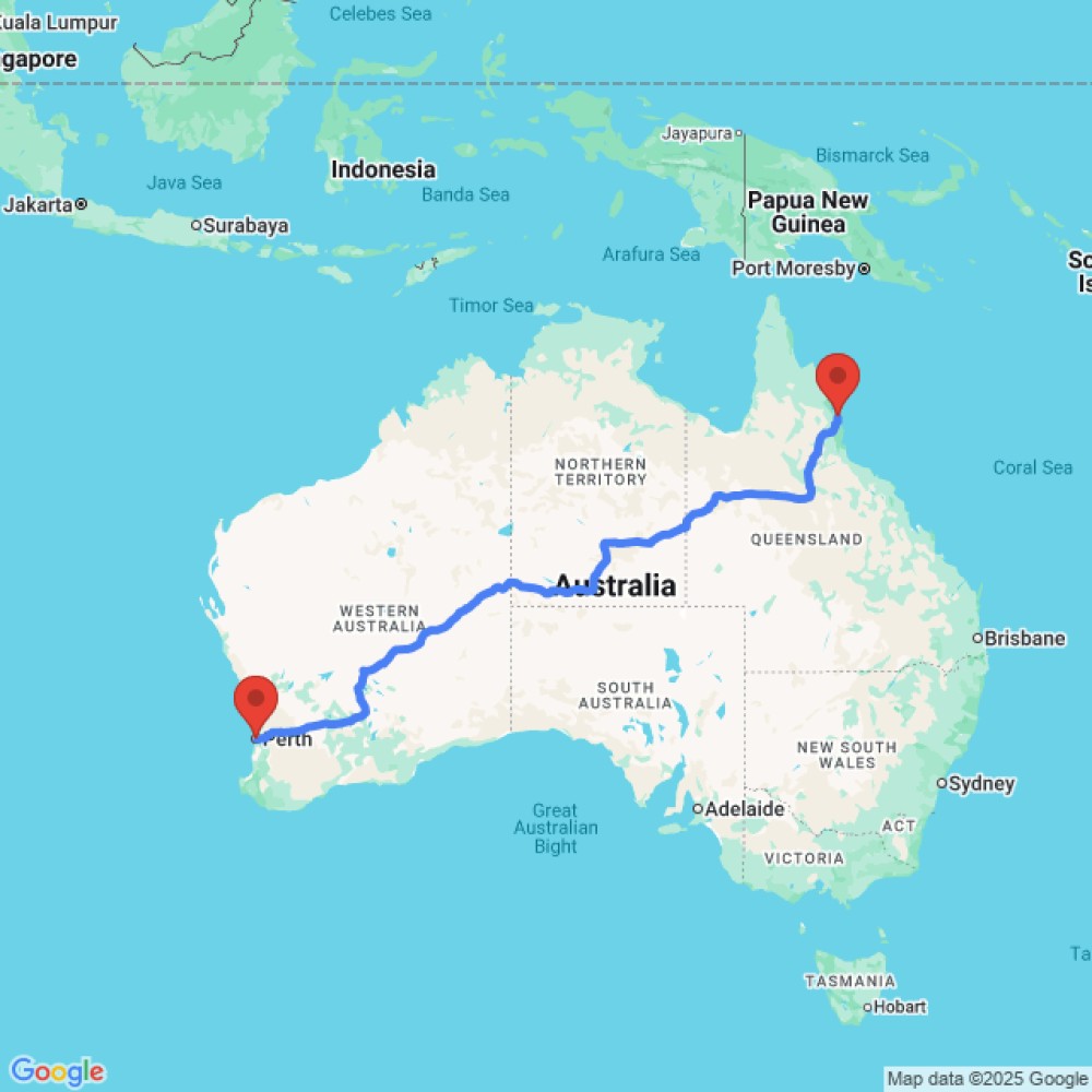 Trip between Cairns and Perth