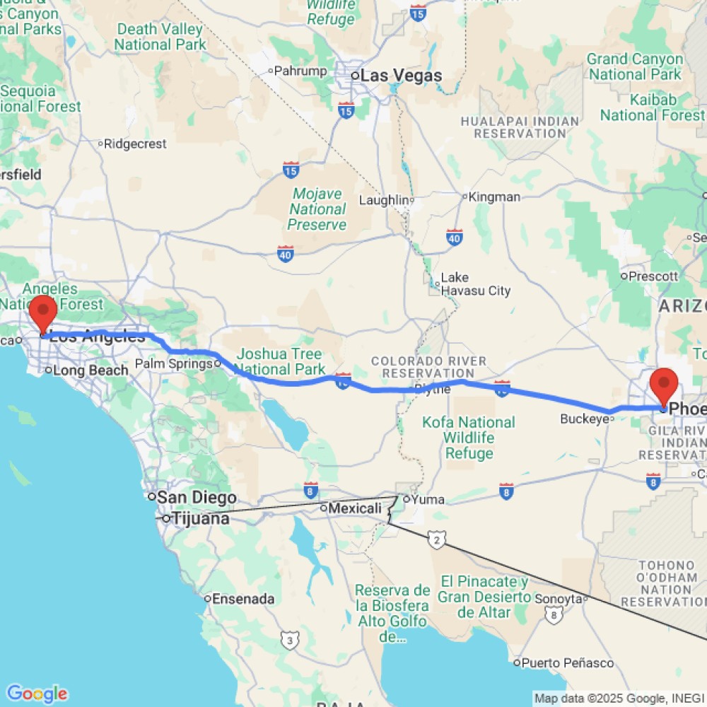 Trip between Los Angeles and Phoenix