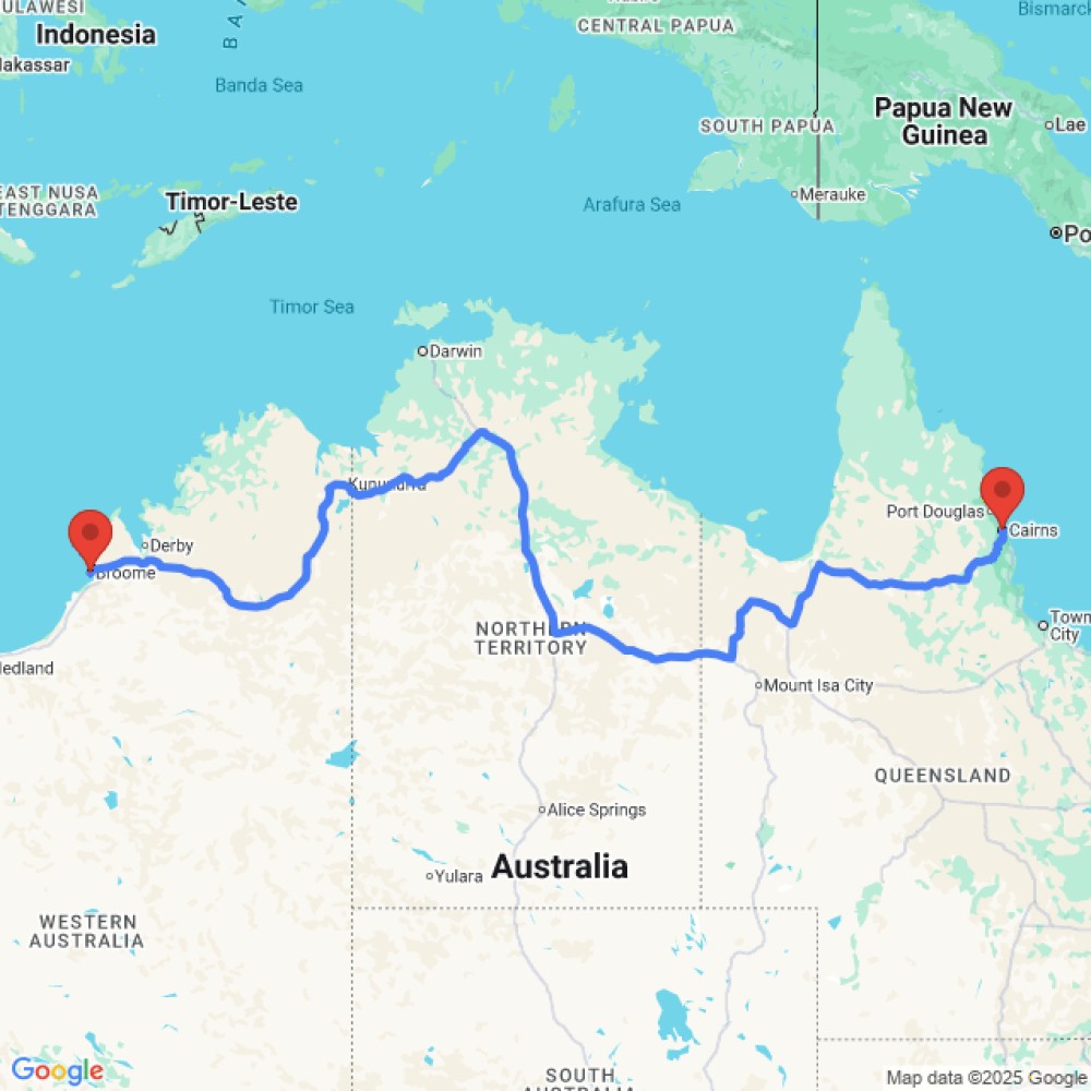 Trip between Broome and Cairns