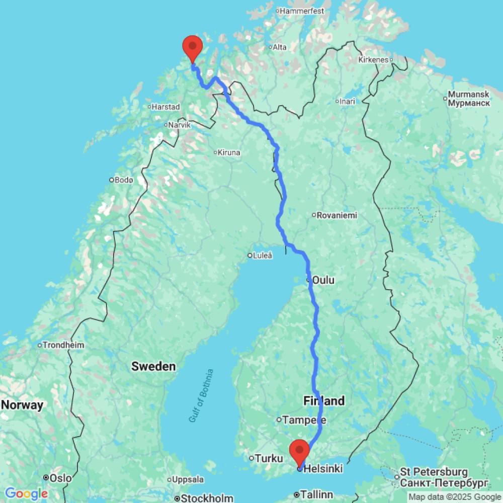 Trip between Tromso and Helsinki