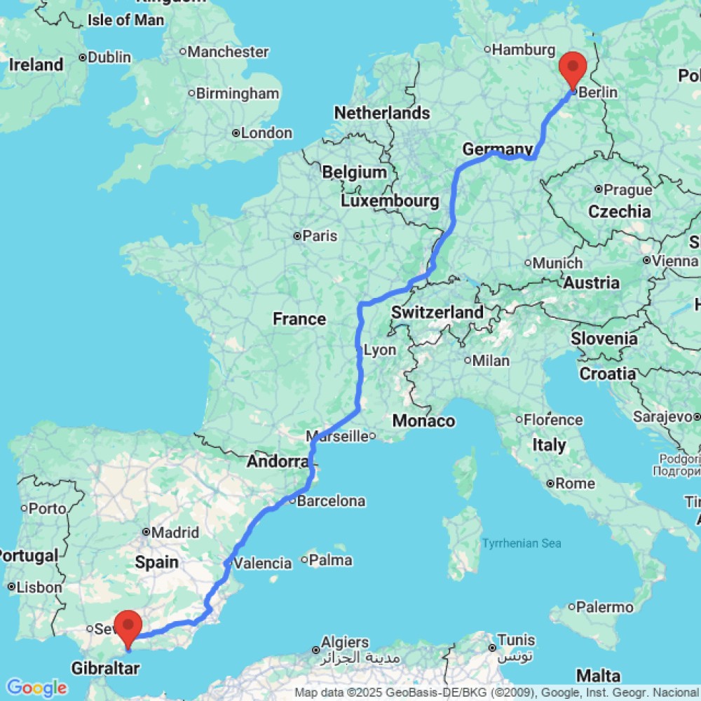 Trip between Berlin and Malaga
