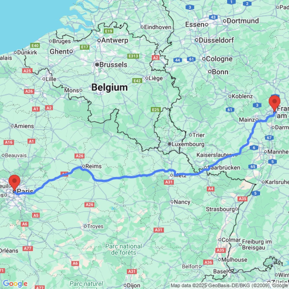 Trip between Frankfurt and Paris