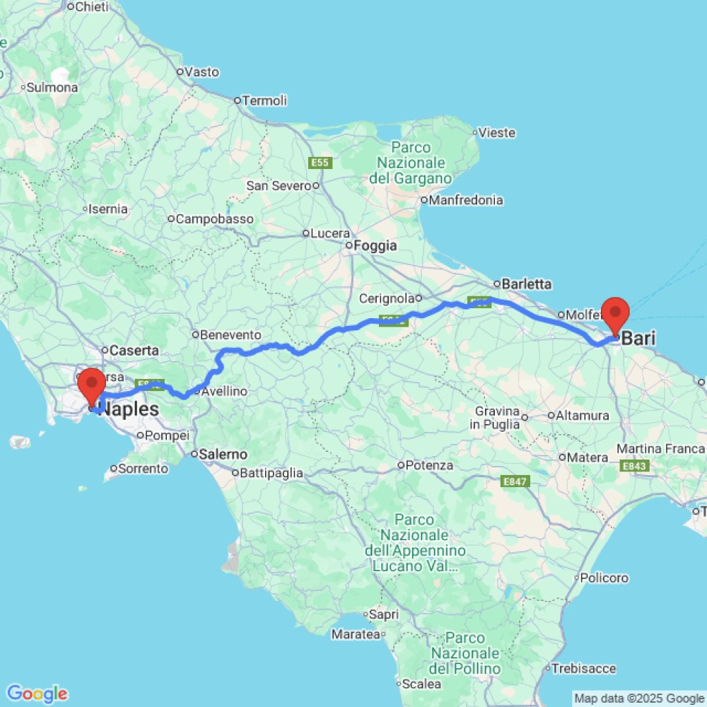 Trip between Bari and Naples
