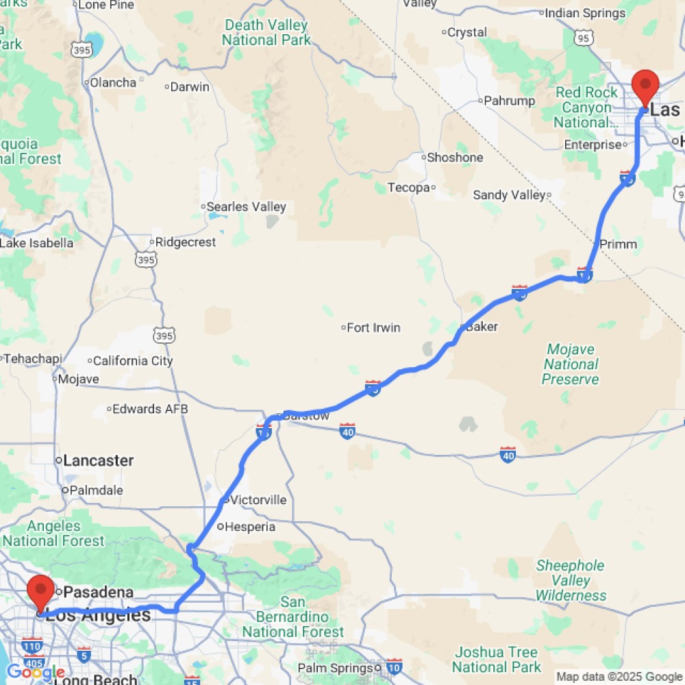 Trip between Los Angeles and Las Vegas
