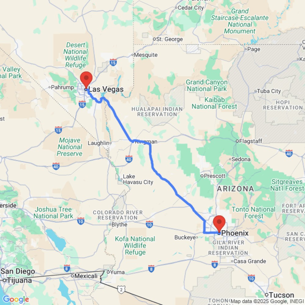 Trip between Las Vegas and Phoenix