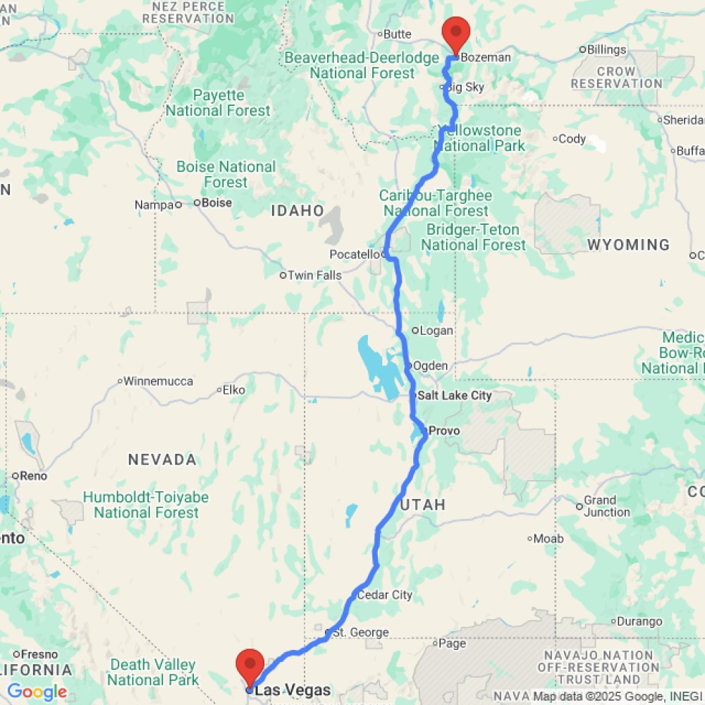 Trip between Las Vegas and Bozeman