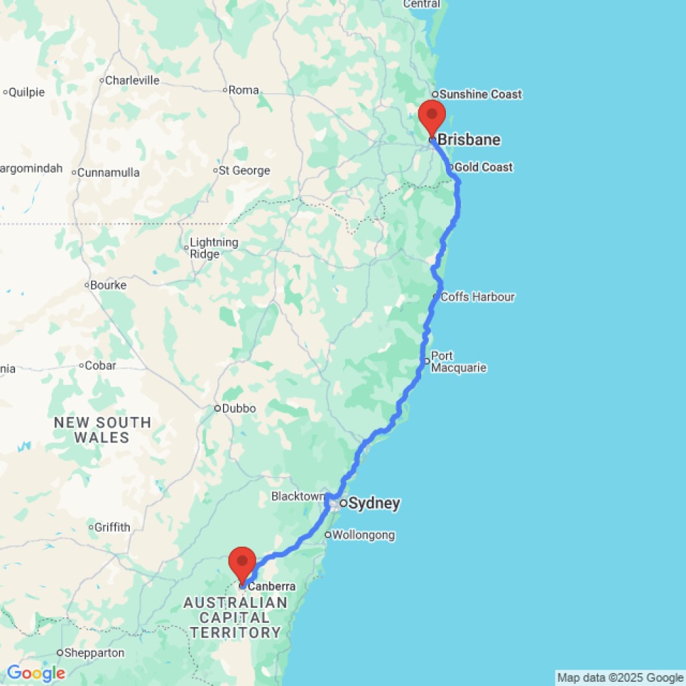 Trip between Canberra and Brisbane