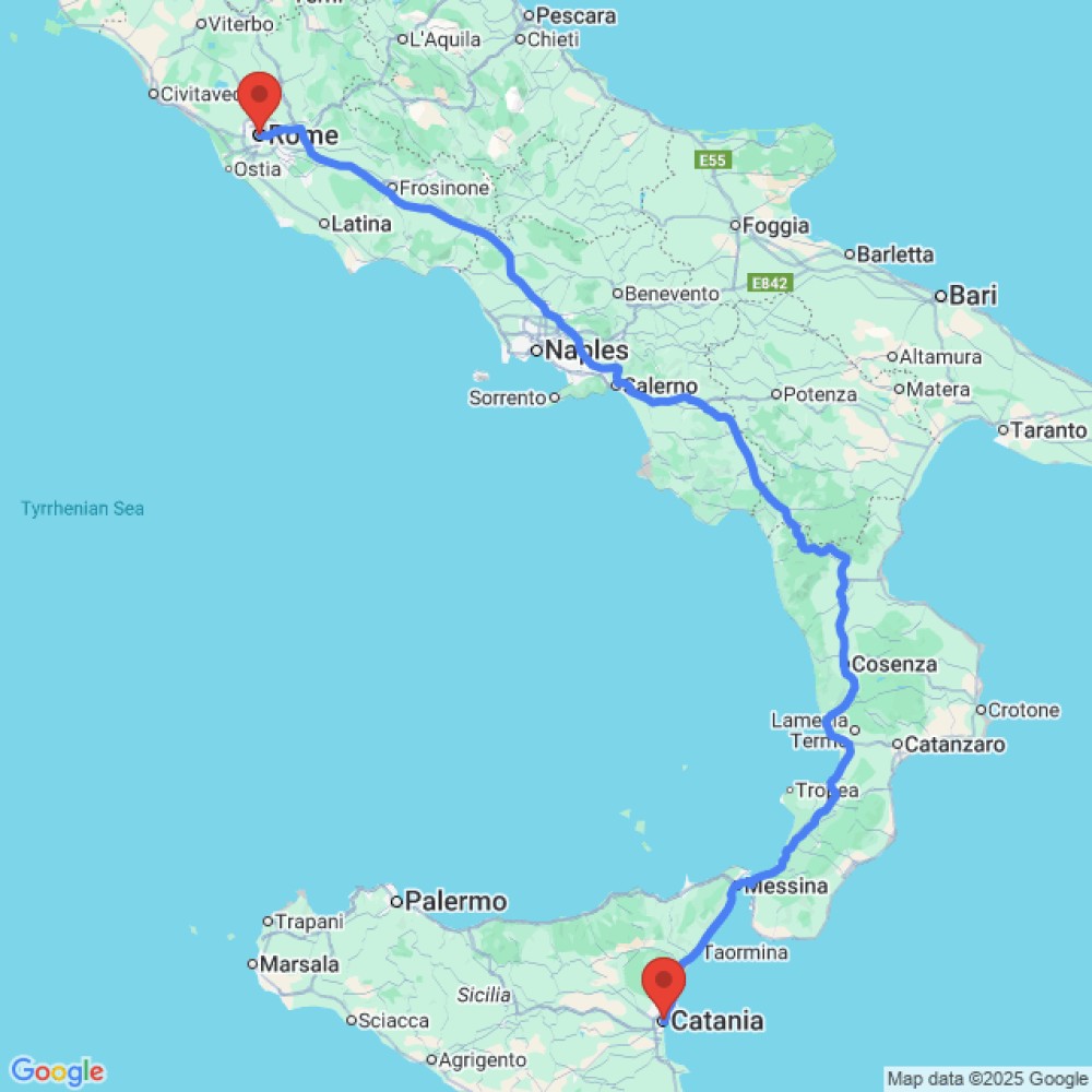 Trip between Catania and Rome