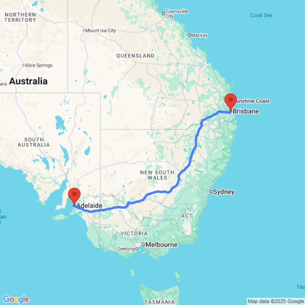 Trip between Adelaide and Brisbane