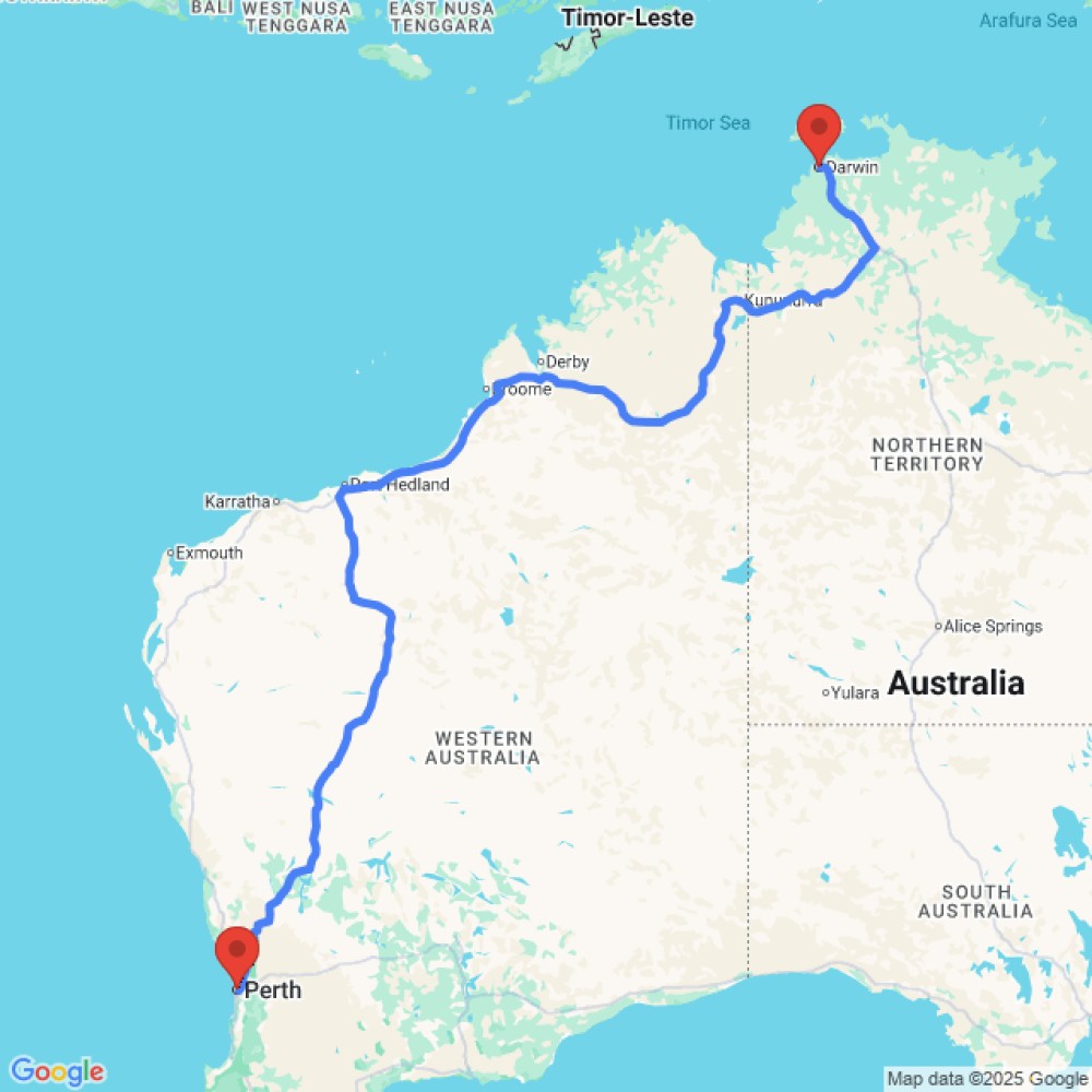 Trip between Darwin and Perth
