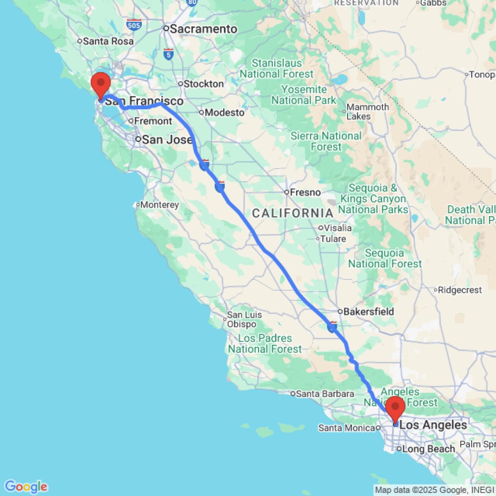 Trip between San Francisco and Los Angeles