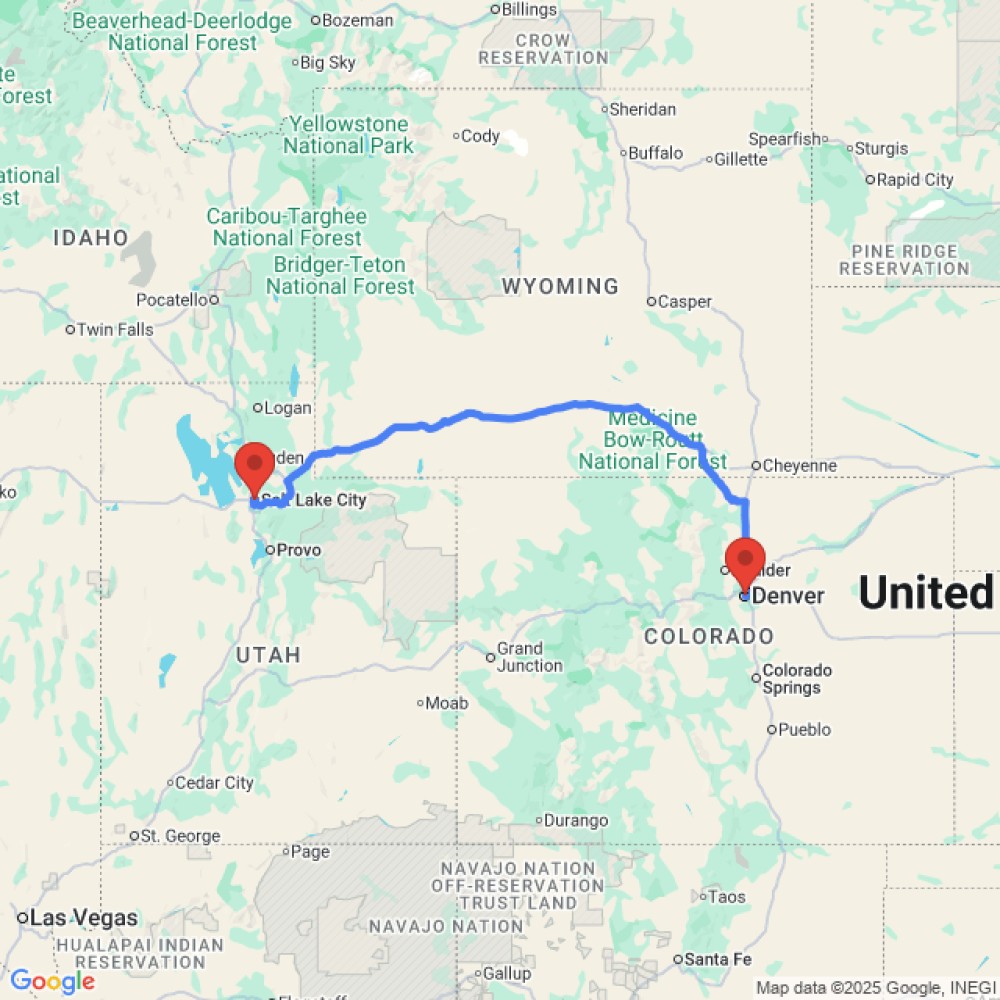 Trip between Salt Lake City and Denver