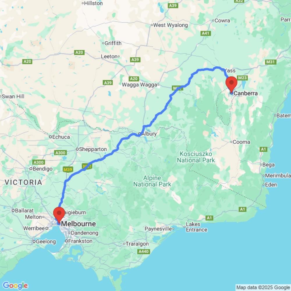 Trip between Melbourne and Canberra