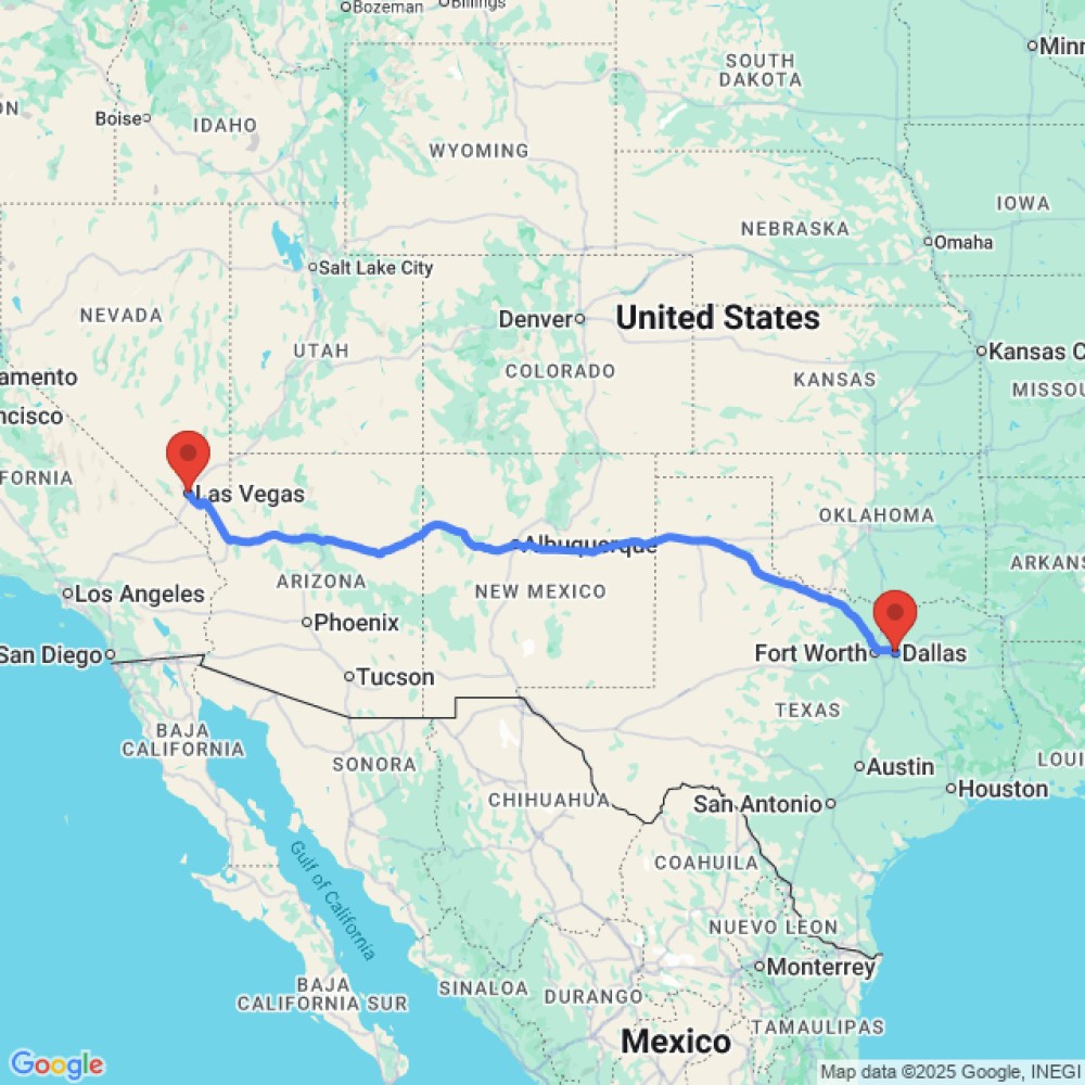 Trip between Las Vegas and Dallas