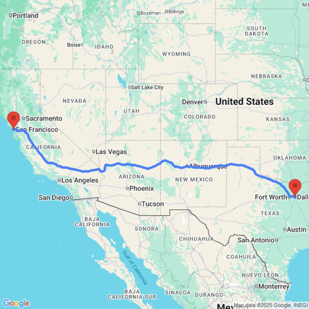 Trip between San Francisco and Dallas