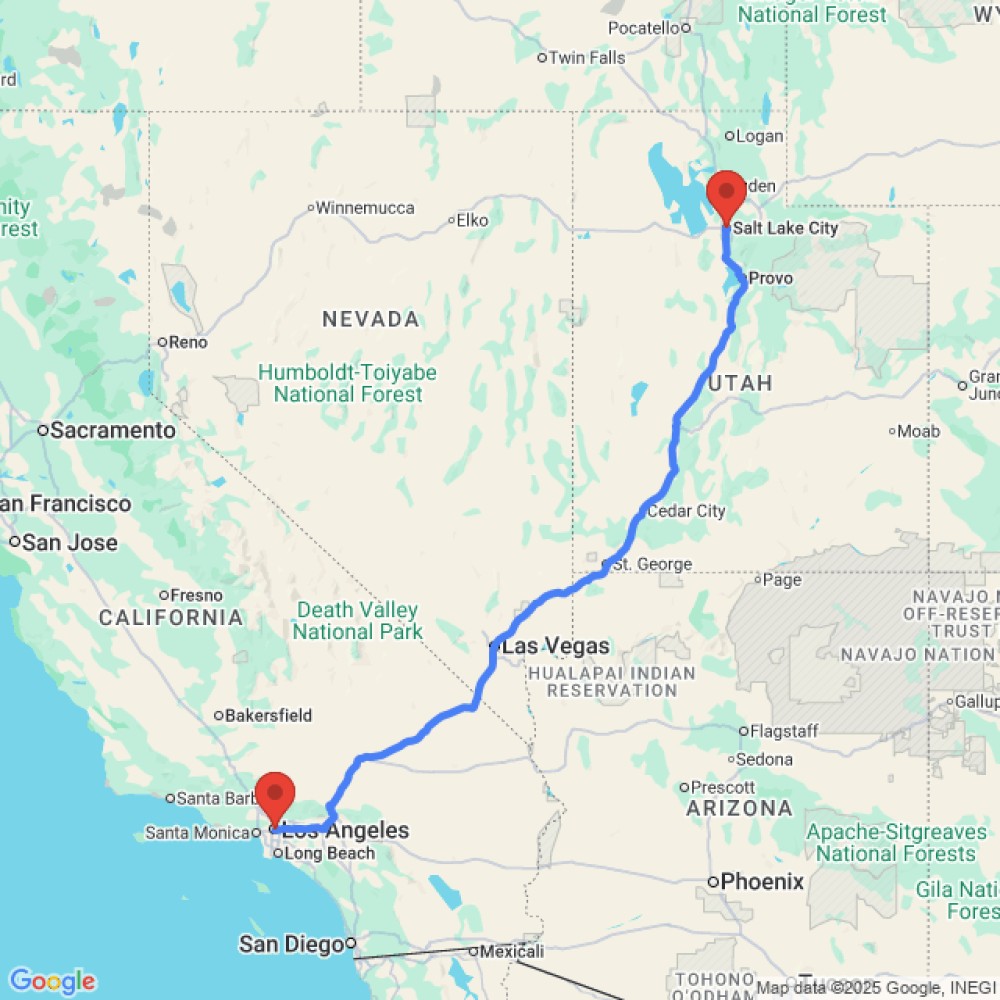 Trip between Los Angeles and Salt Lake City