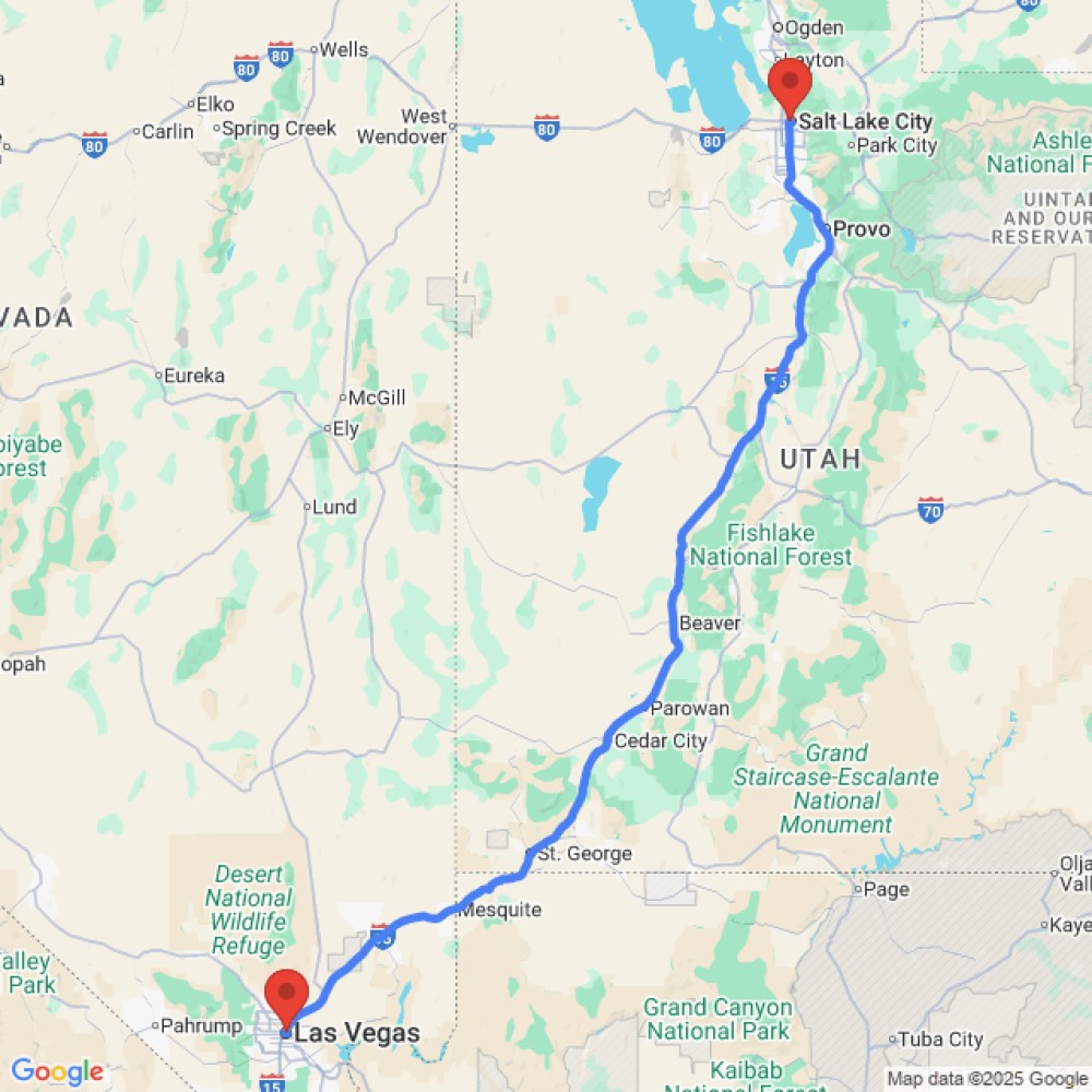 Trip between Las Vegas and Salt Lake City