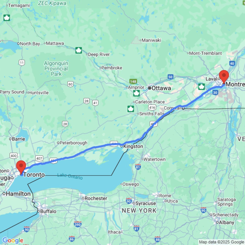 Trip between Montreal and Toronto