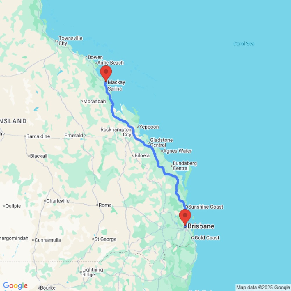 Trip between Mackay and Brisbane