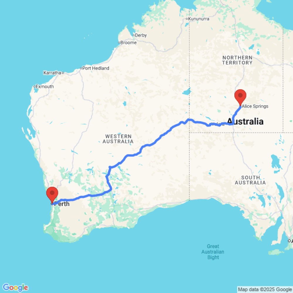 Trip between Alice Springs and Perth