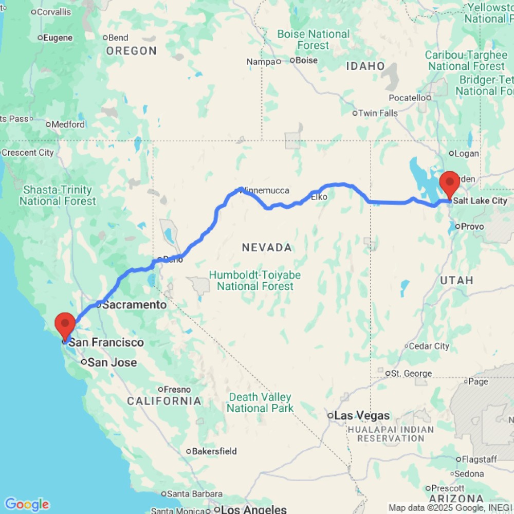 Trip between San Francisco and Salt Lake City
