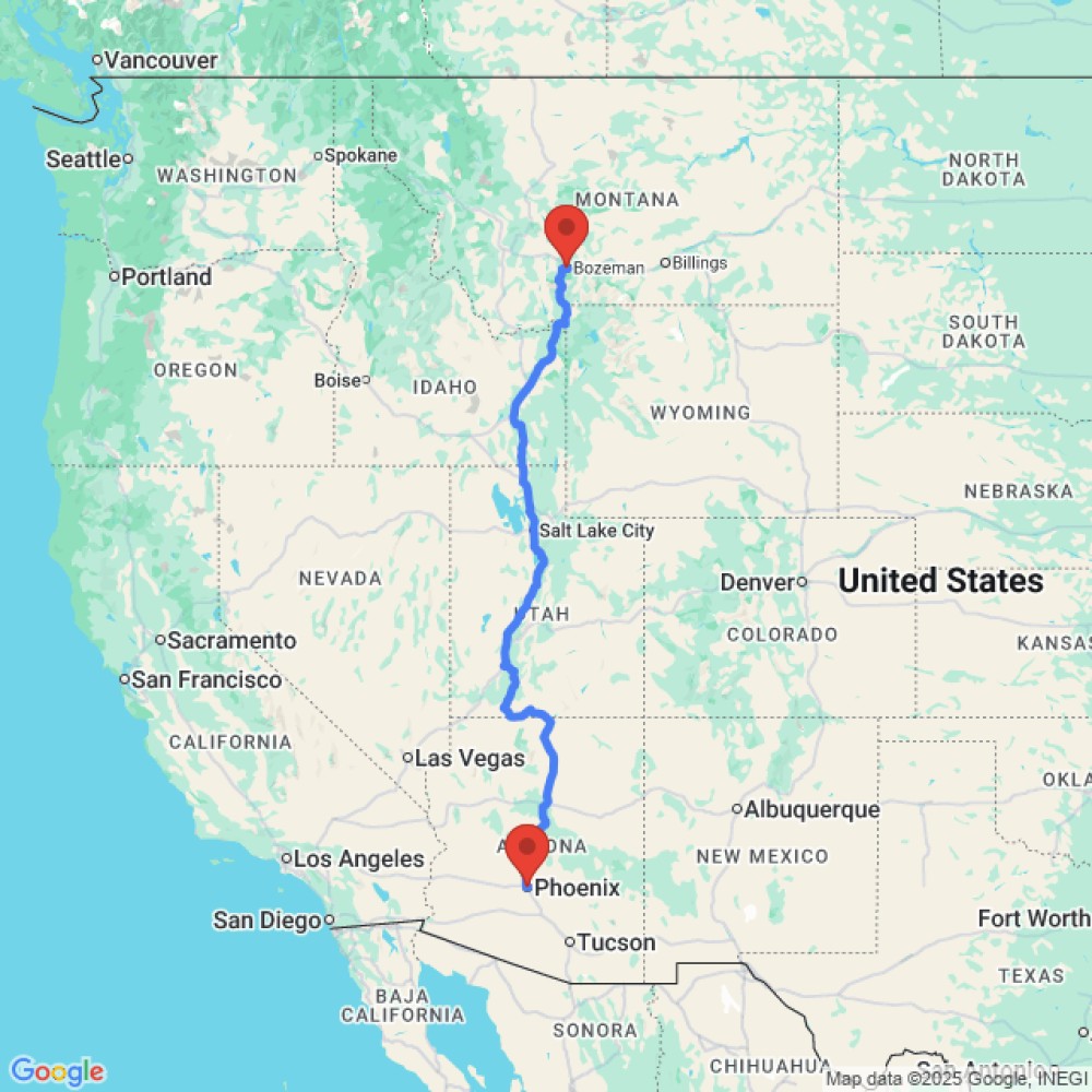 Trip between Bozeman and Phoenix