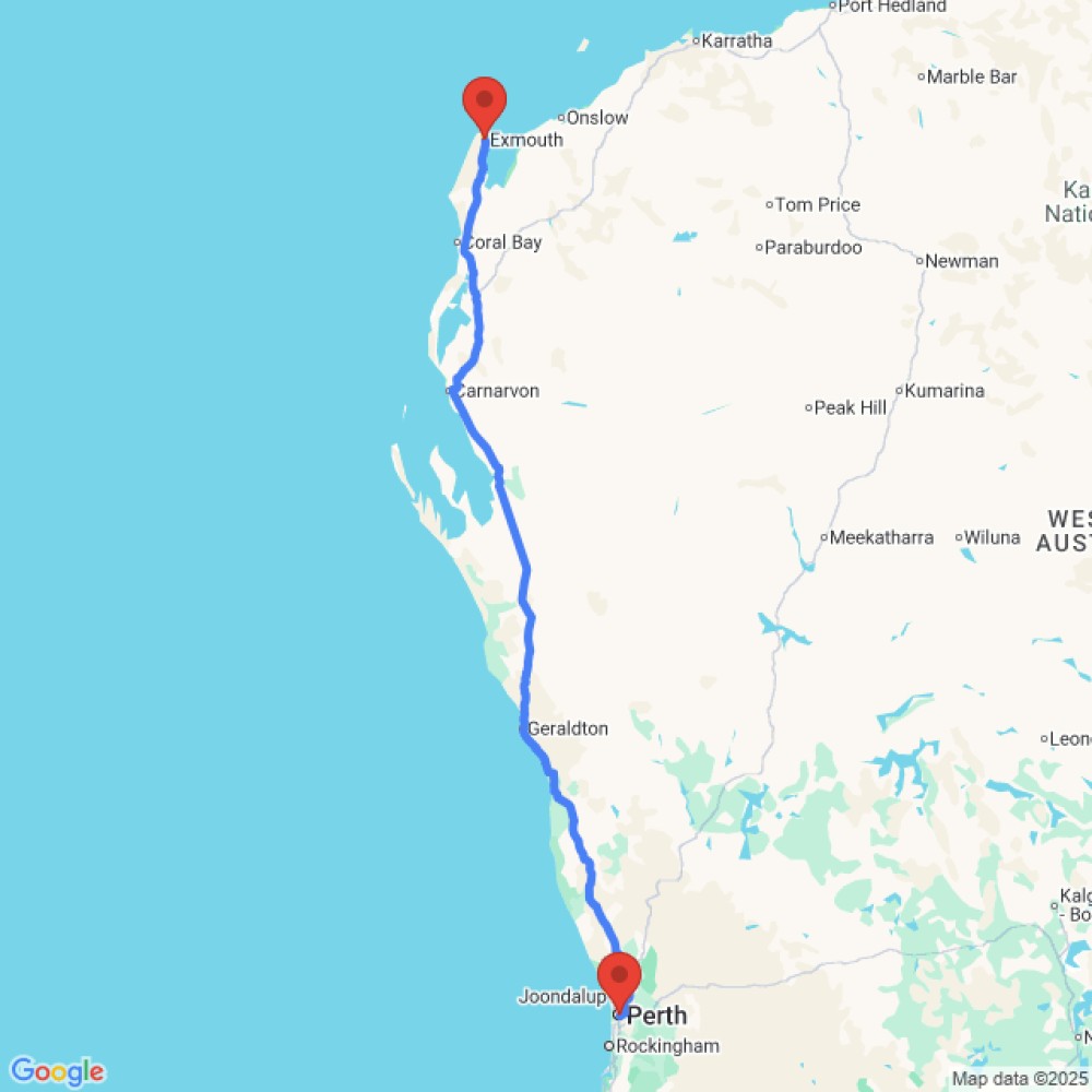 Trip between Exmouth and Perth