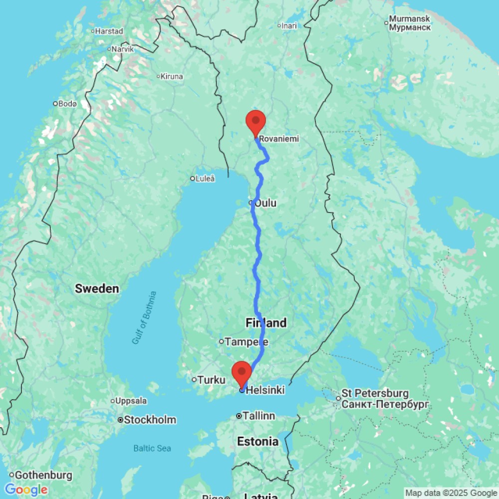 Trip between Helsinki and Rovaniemi