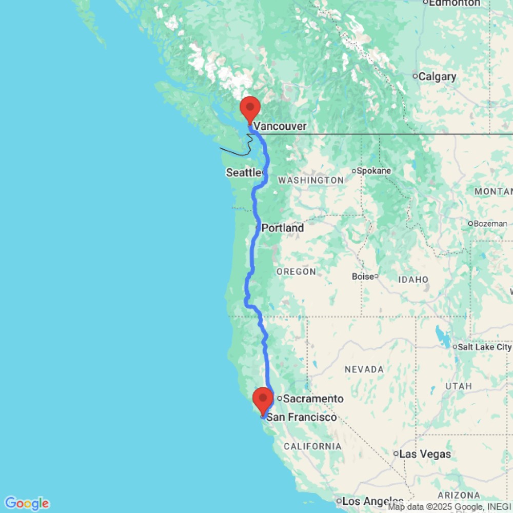 Trip between San Francisco and Vancouver